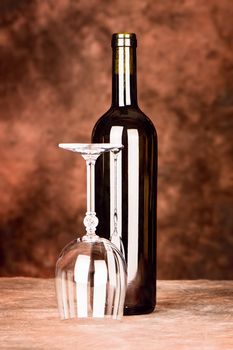 Wine bottle and glass wine cup