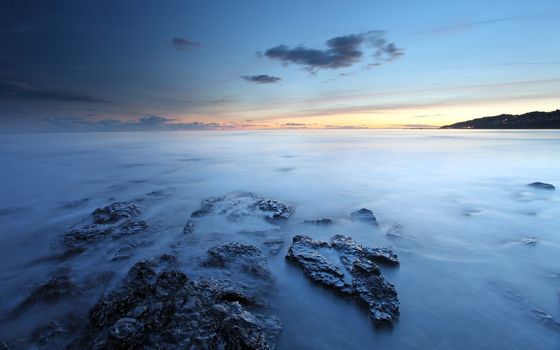 Charmouth beach at sunset looking toward lyme regis