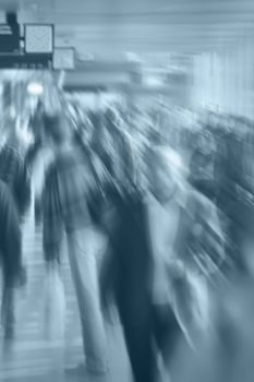 Blurry Crowd - People in a Hurry - in Shades of Blue

