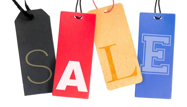 Paper Tags With Sale Sign Isolated on White Background