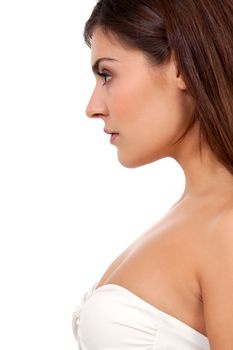 beautiful young woman portrait profile close up