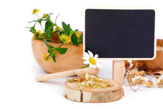 dried chamomile, medicinal herbs