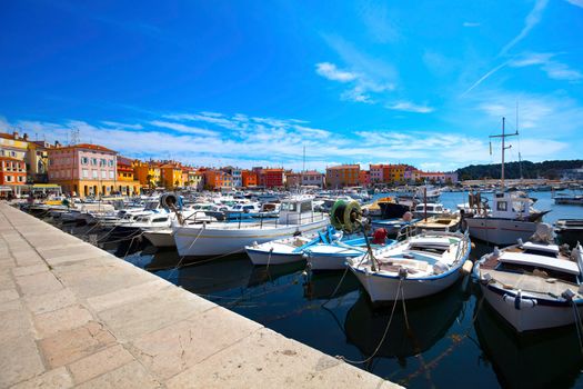 Boats in the old Istrian town, Croatia.
