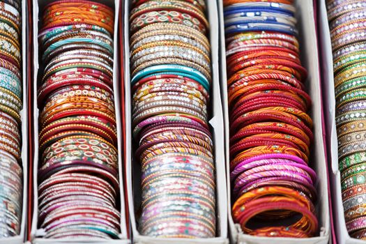 Traditional bangles in the local market in India