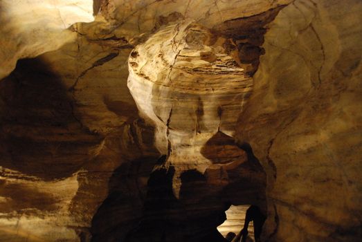 Inside a cave during a speleological trip