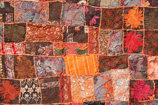 Indian patchwork carpet. Rajasthan, India, Asia