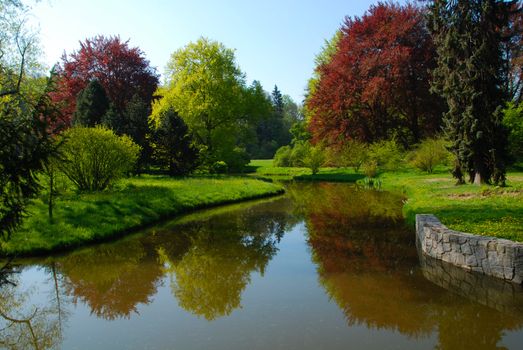 Beautiful park in Pruhonice near Prague, Czech Republic