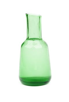 Transparent Green Bottle with Water isolated on white background