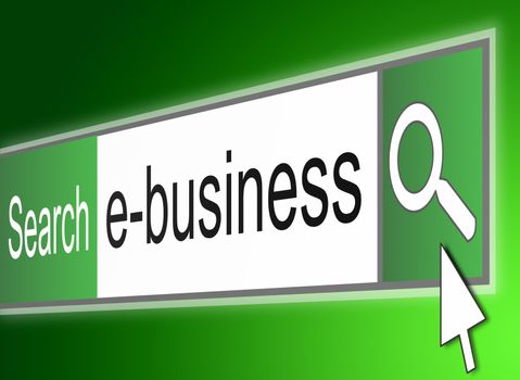 Illustration depicting a screenshot of a search bar containing the word e-business.
