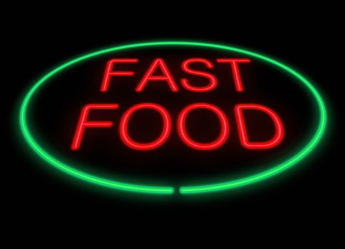 Illustration depicting neon signage with a fast food concept.