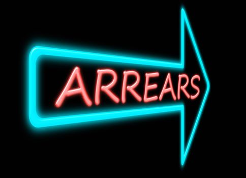 Illustration depicting a neon light forming the word arrears.