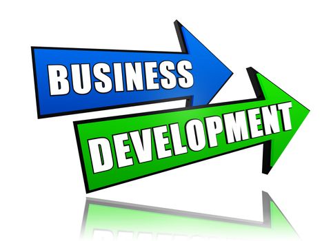 business development - text in 3d arrows, growth concept