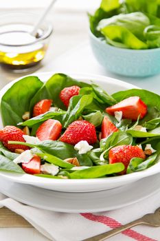 Strawberry with Spinach,Feta cheese and Almond salad