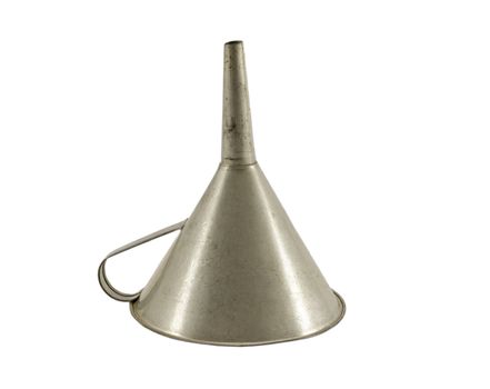vintage retro metal funnel hopper tool isolated on white background