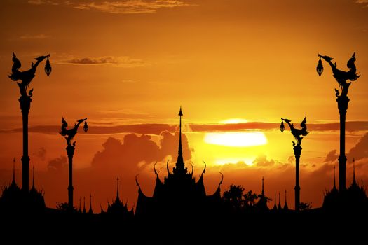 thai temple in silhouette 
