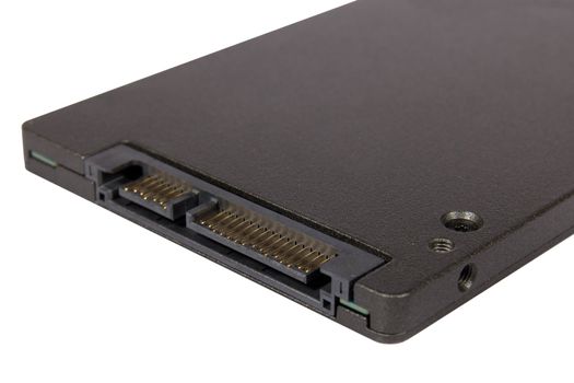 a new generation of hard drive SSD with SATA connection on a white background