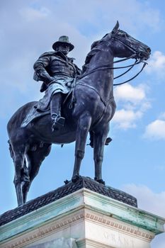 Ulysses US Grant Equestrian Statue Civil War Memorial Capitol Hill Washington DC.  Created by Henry Shrady and dedicated in 1922.  Second largest equestrian statue in the US.  Grant is riding Cincinnati, his famous horse.  