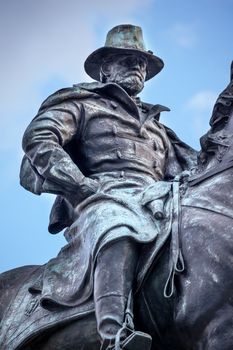 Ulysses US Grant Equestrian Statue Civil War Memorial Capitol Hill Washington DC.  Created by Henry Shrady and dedicated in 1922.  Grant has a calm face as he was in battle.  