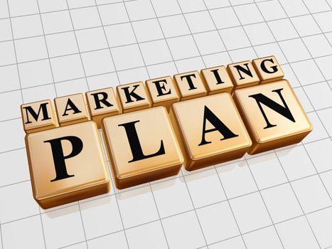 marketing plan � golden boxes with black letters