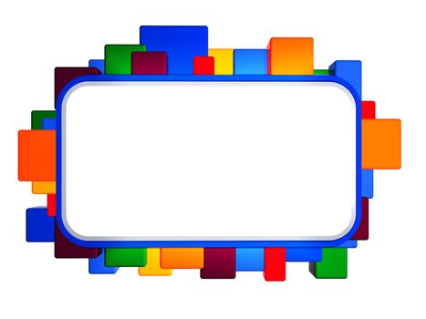 abstract white banner with color 3d boxes