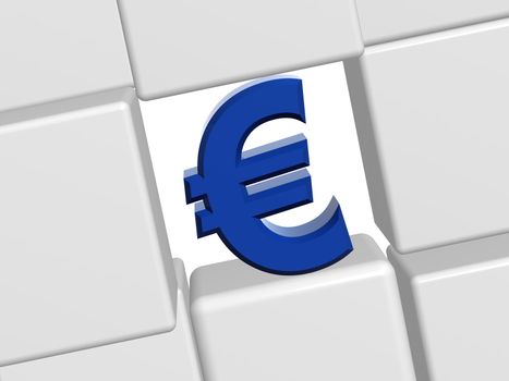 3d Euro sign with 3d white boxes