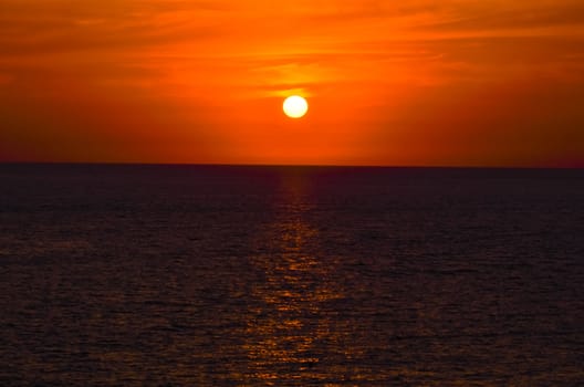 Sunset over ocean in Crimea in summer