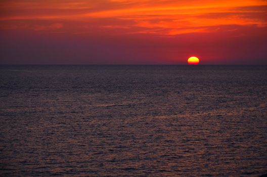 Sunset over ocean in Crimea in summer