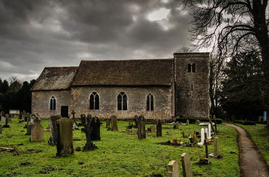 St.Mary the virgin , Smeeth Kent on a very cloudy day