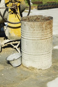 Fuel old tank on construction site ,use for fill water