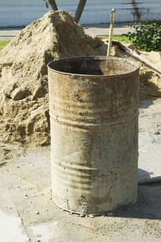 Fuel old tank on construction site for fill water