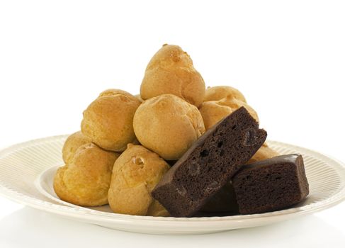 cream puff and brown cake