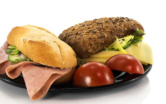 breakfast with bread cheese  and tomato