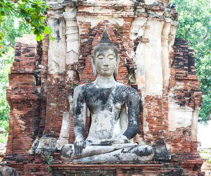 Ancient temple of Ayutthaya,  Wat Mahathat, Thailand.