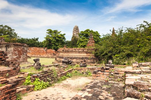 Ancient temple of Ayutthaya,  Wat Mahathat, Thailand.