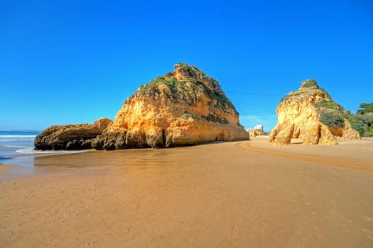 Natural rocks at Praia Tres Irmaos in Alvor Portugal
