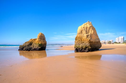 Natural rocks at Praia Tres Irmaos in Alvor Portugal
