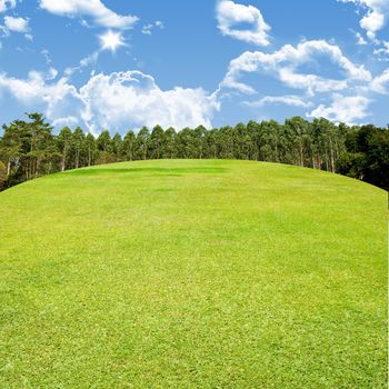 Golf fairway with nice sky, Golf couse concept