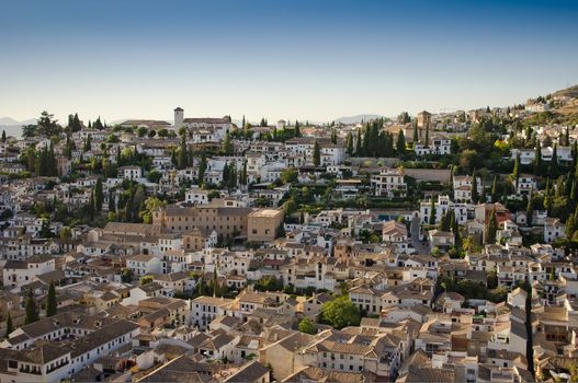 Aerial view of old center of Granada, Spain