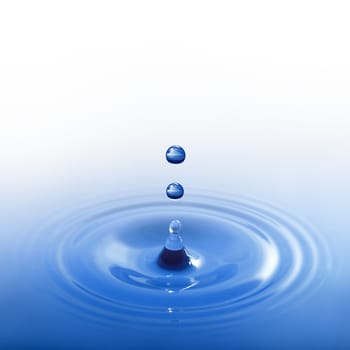 blue water drop on white background