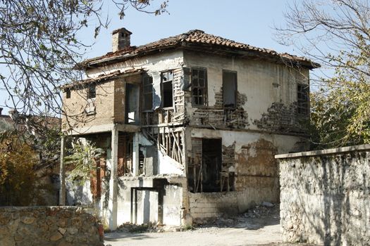 Exterior of dilapidated old building