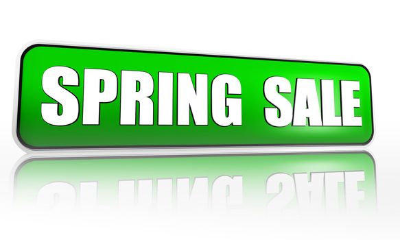 spring sale button - 3d green banner with white text, business concept