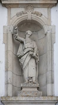 Old statue of the prophet Jeremias - Bom Jesus, Braga - Portugal.