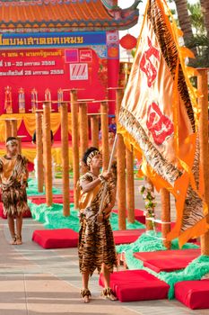 BANGKOK,/THAILAND-JANUARY 20:  lion dance dressing during parade in Chinese New Year Celebrations on January 20, 2013 in BANGKOK