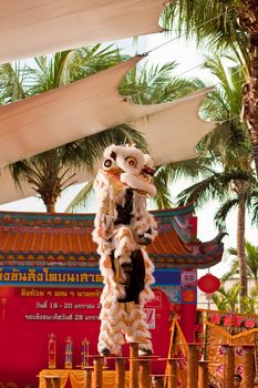 BANGKOK,/THAILAND-JANUARY 20:  lion dance dressing during parade in Chinese New Year Celebrations on January 20, 2013 in BANGKOK