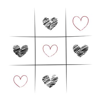 Tic-Tac-Toe Game With Hearts Illustration