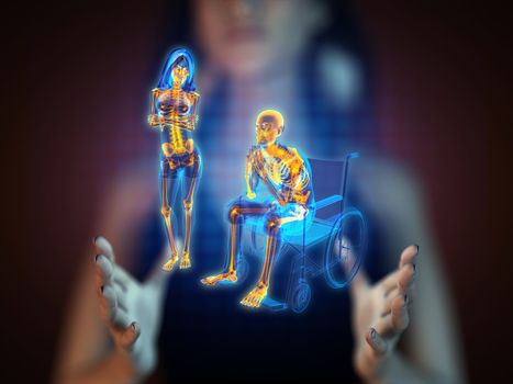 Man in wheelchair on hologram