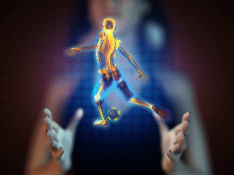 soccer game player on hologram