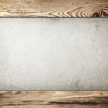 Grunge paper background in wood frame with room for text