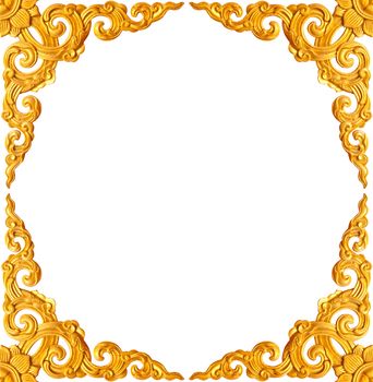 golden flower carve frame isolated on white background