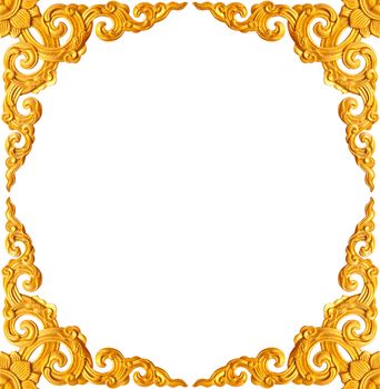 golden flower carve frame isolated on white background